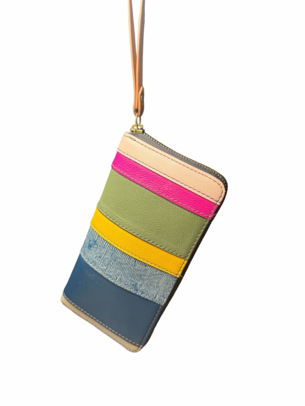 Fossil Multi-Color Stripe Leather Wristlet Wallet